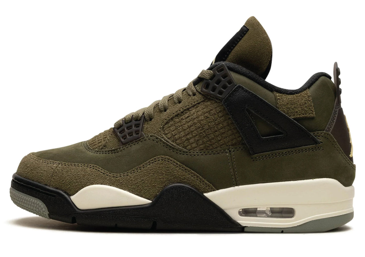 Air Jordan 4 SE Craft Olive sneakers with olive-toned upper, layered detailing and contrasting black accents