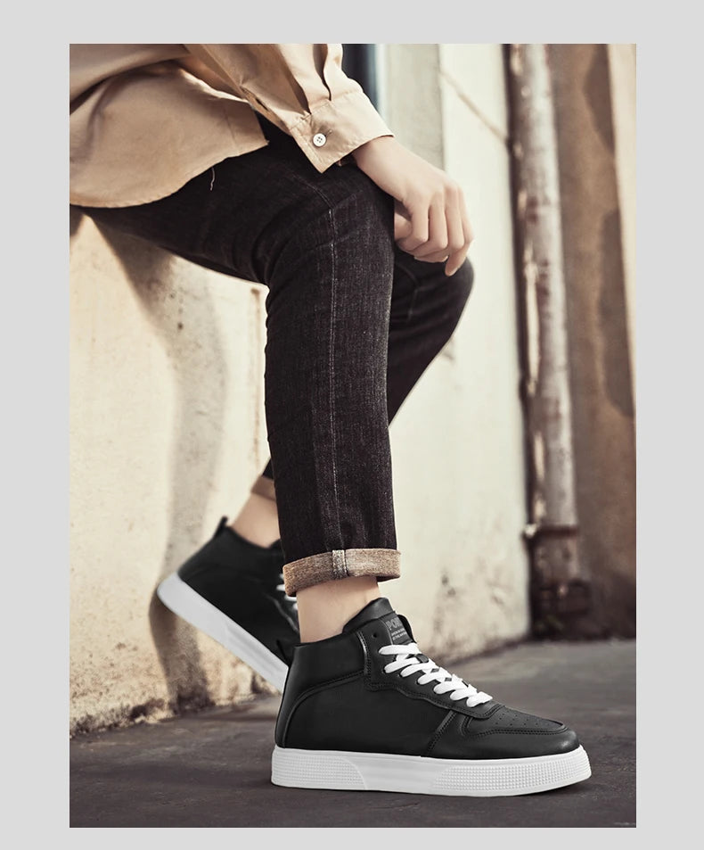 Men's High-Top Canvas Sneakers – Lightweight Lace-Up Casual Street Shoes for Spring & Autumn
