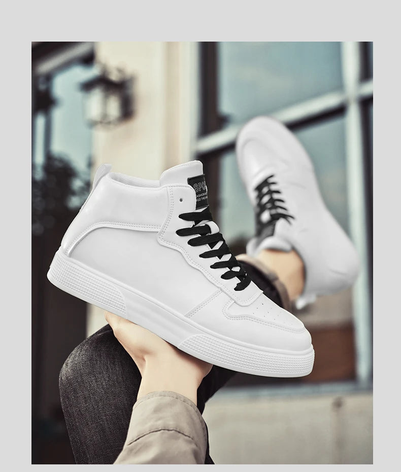 Men's High-Top Canvas Sneakers – Lightweight Lace-Up Casual Street Shoes for Spring & Autumn