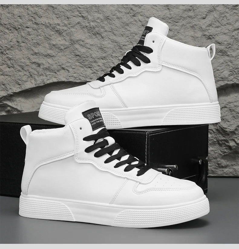 Men's High-Top Canvas Sneakers – Lightweight Lace-Up Casual Street Shoes for Spring & Autumn