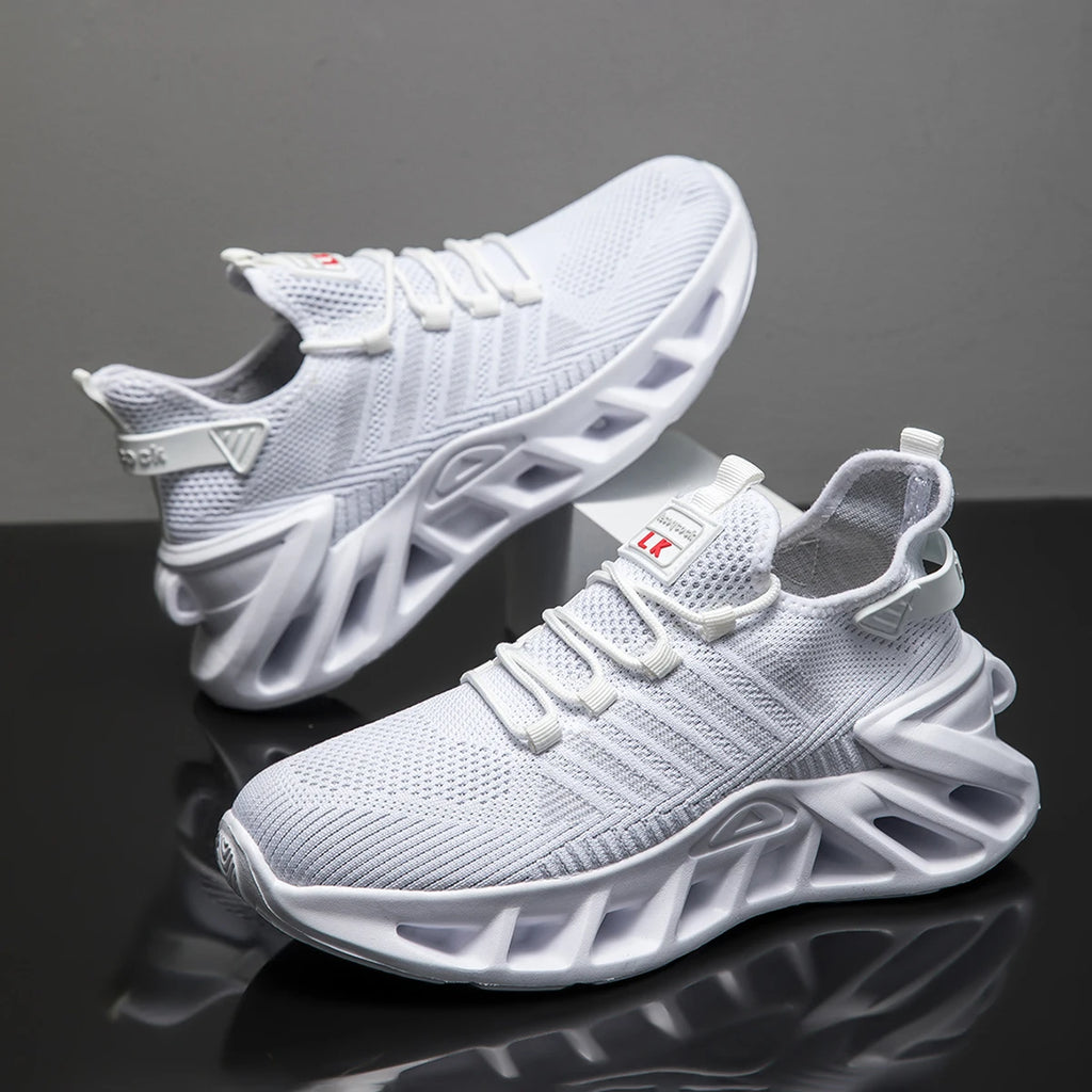 Men’s Breathable Lace-Up Sneakers – Comfortable Thick Sole Casual Sports Shoes
