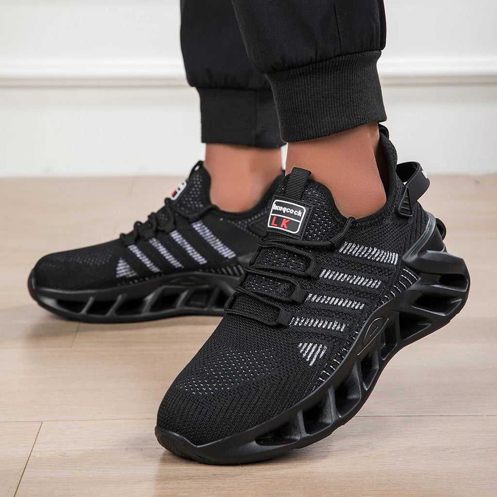 Men’s Breathable Lace-Up Sneakers – Comfortable Thick Sole Casual Sports Shoes